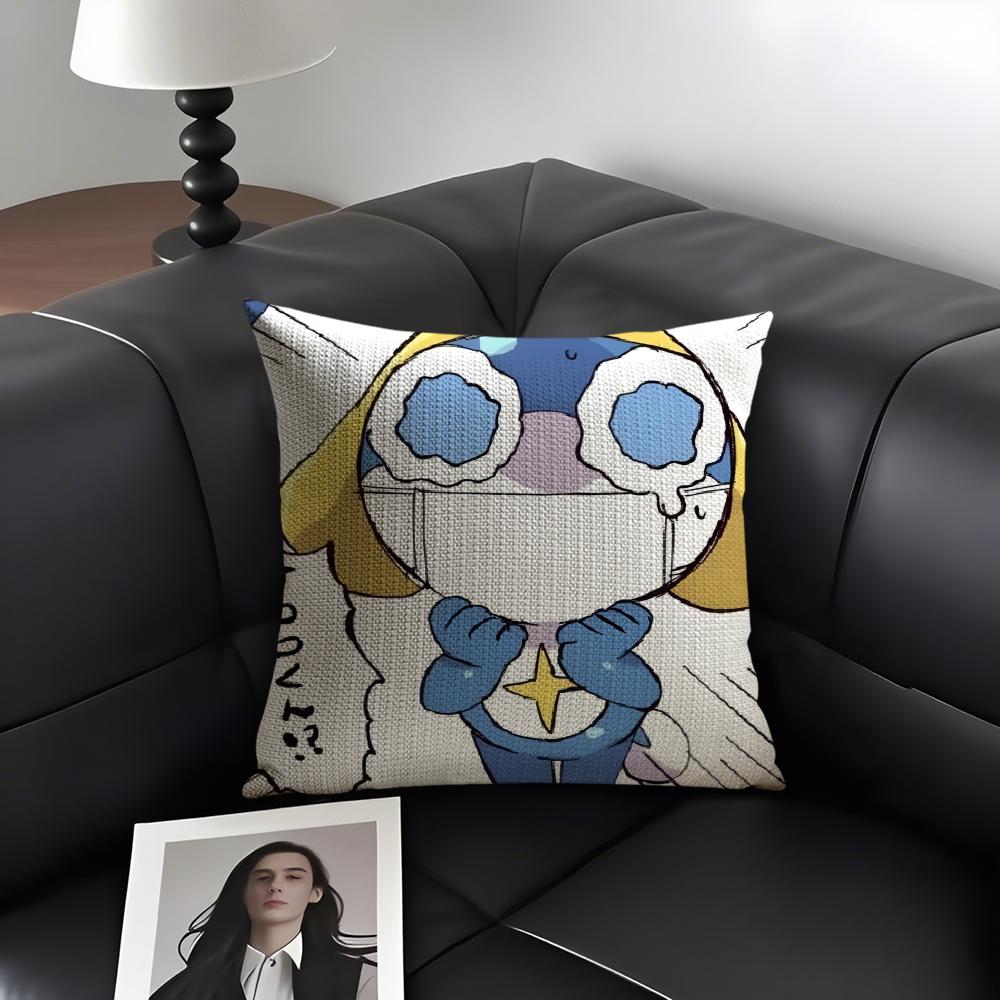 K-Keroro Gunsouu Frog Cartoon Cushion Cover Natural Linen Organic Fabric Double-Sided Printing Sofa Home Decor Gift Pillow Case
