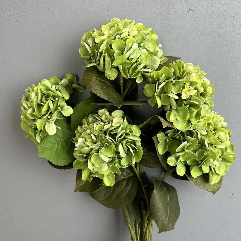 Simulation Hydrangeas 3D Printing Fake Flowers Table Decor Artificial Flower 62cm Hawaiian Hydrangea Branch Office Decoration