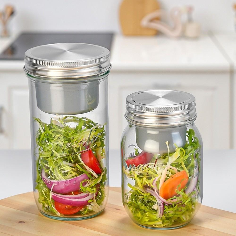 16/24 Oz Salad Glass Jars Leak-Proof Food Storage Jar Multi-functional Mason Jar  Fresh Food