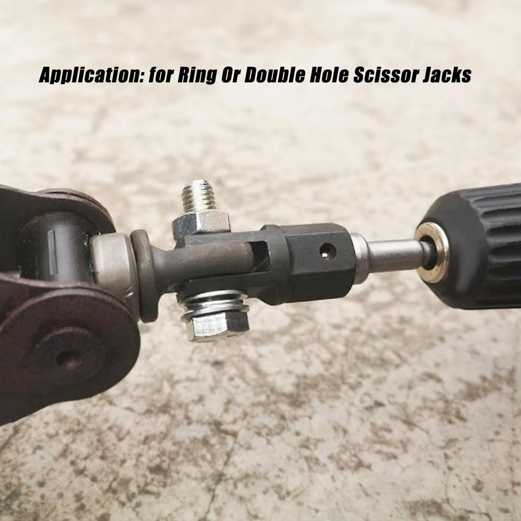 Scissor Jack Adapter Scissor Jack Socket Adapter Heavy Duty Chrome Vanadium Steel 1/2inch for Double Hole Scissor Jacks