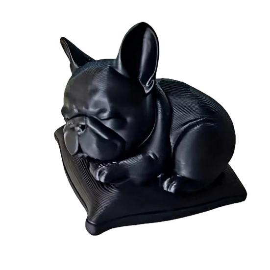3D Printed Bulldog Figurine Cute Sleeping Dog Statue Collectible Animal чёрный