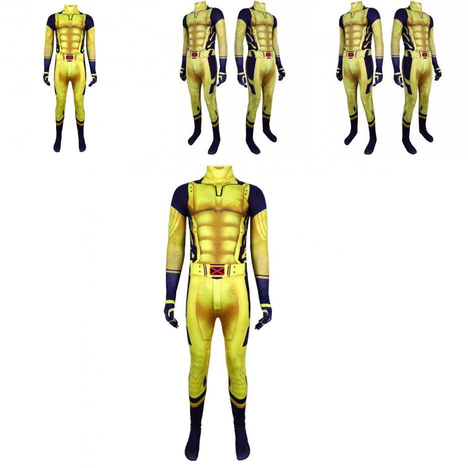 Tuta Cosplay da Supereroe Wolverine per Bambini con Tessuto Spandex Costume di Halloween