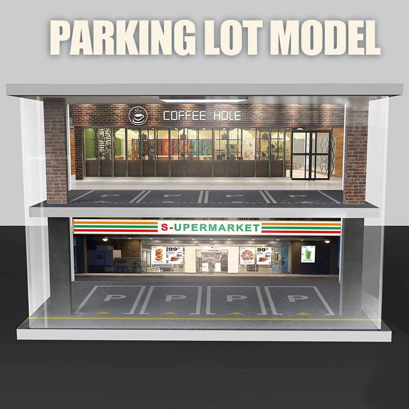 1/32 1/24 1/18 Scale Lighting Parking Lot Assembly Toy Diecast Alloy Model Car Garage DIY Scene Collection Display Toy Car Gift