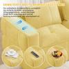 L-shaped two-seater sofa without frame with ottoman, 32D high-density foam, deep seat, skin-friendly fabric, non-slip, for living room, Yellow.