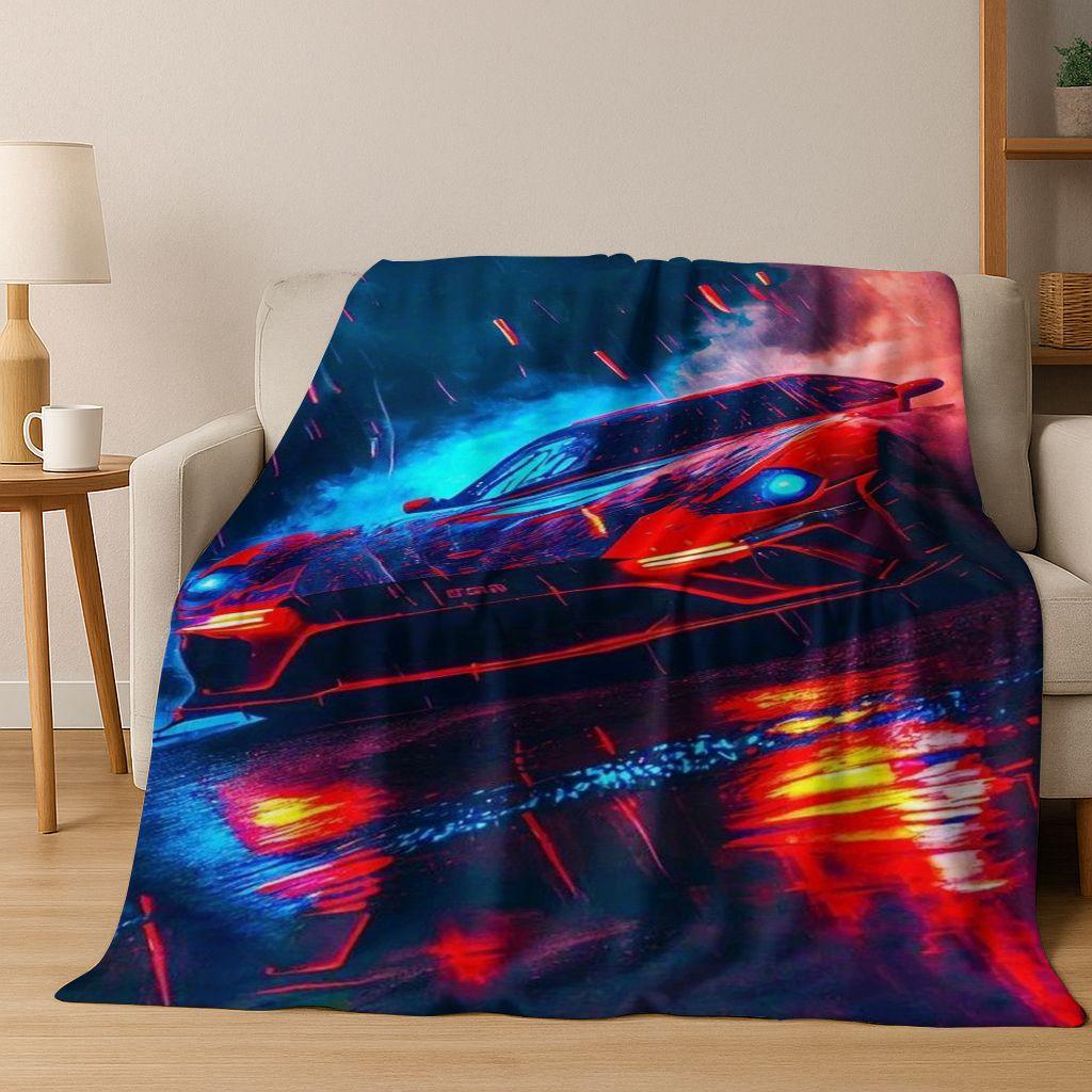 Future Concept Sports Car Racing Bike Art Flannel Blanket,Cozy Soft Throw Blanket for Home Bedroom Bed Sofa Picnic Cover Gift
