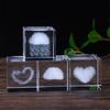 4cm Crystal Art Cube Paperweight - 3D Inner Carving Moon/Heart Galaxy Float Suspension Decor,Desktop Ornament Gift for Women/Men