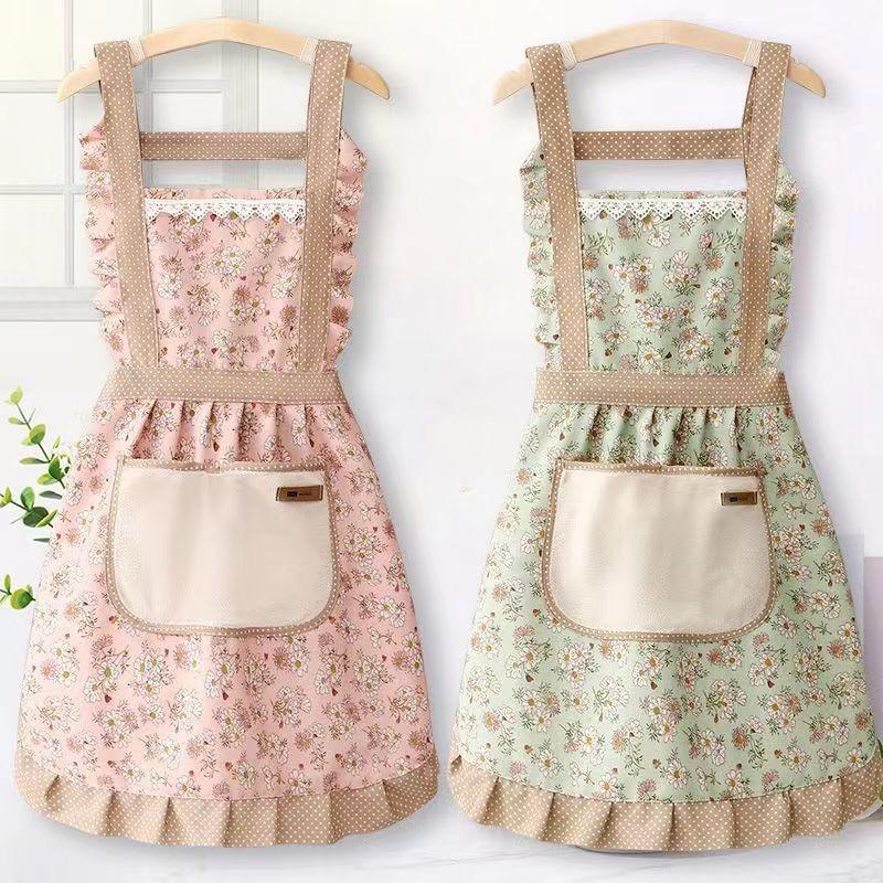 2PCS Cute Household Apron, Kitchen Cooking Apron, Suitable for Household, Kitchen, Outdoor Use, Easy To Clean, Foldable