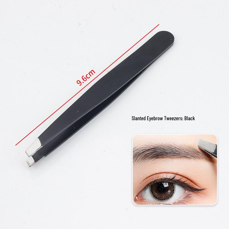 Stainless Steel Slanted Flat Head Eyebrow Tweezers for Multi-functional Hair Removal
