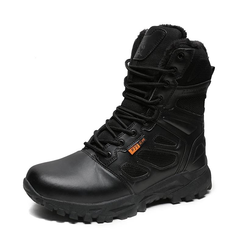 New Tactical Training Mid-Calf Wolf Brown Combat Boots Leather Tactical Wear-Resistant Outdoor Hiking Boots