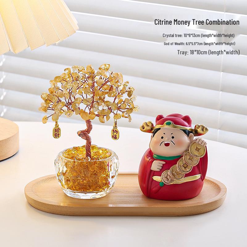 Citrine Money Cat Ornament for Home or Office - Perfect Housewarming or Birthday Gift
