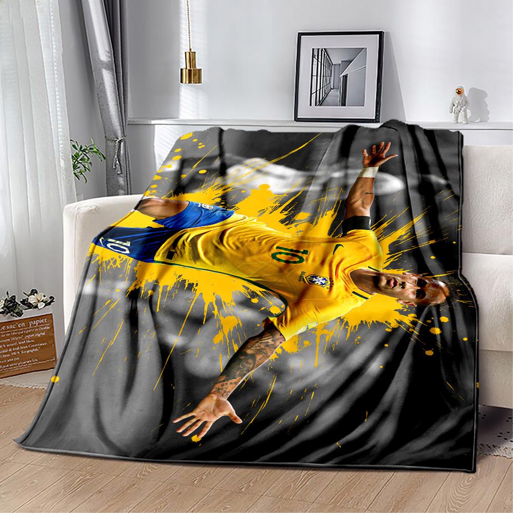 Neymar Brazil Jersey Blanket Soft Warm Cozy Perfect for Bedding Picnics Seaside All-Season Use Modern Gift for Travel Home Birthdays