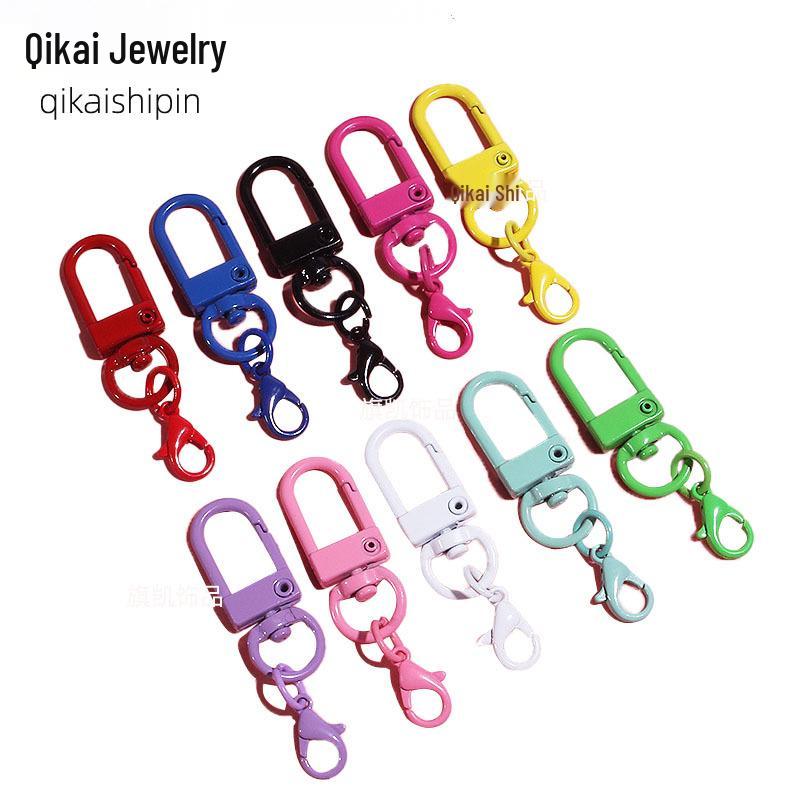 Candy Color Rotating Lobster Clasp Keychain 14mm Door Buckle Hanger - DIY Metal Ornament Accessory