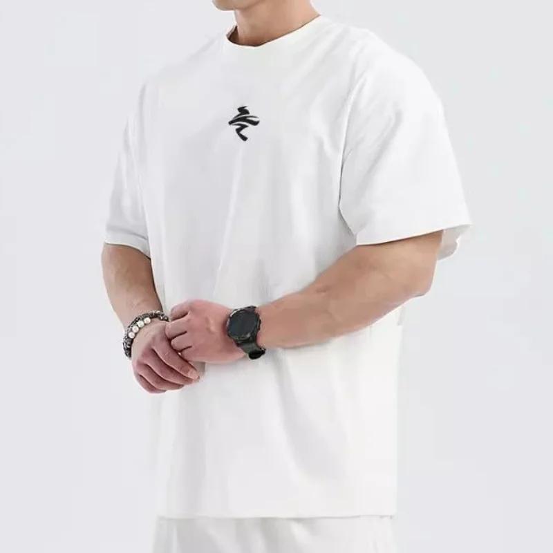 Mens loose extralarge shortsleeved Tshirt mens summer knitted sports training Tshirt quickdrying running top fitness S
