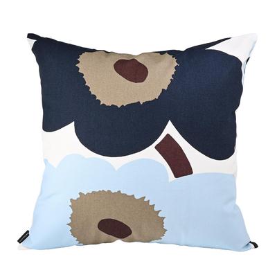 Marimekko Cushion Cover, 50 X 50 Cm, Unikko Pattern, White, Blueberry Blue, Dark Brown. Item Number: 76432 (076432 145). Includes Cushion Insert (sold