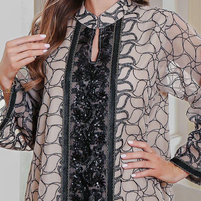 

Крутая одежда для тура по Дубаю Ближний Восток Пайетки Слово Большой размер Большой мужчина Скрыть мясо Халат Платье Платье Black 2XL