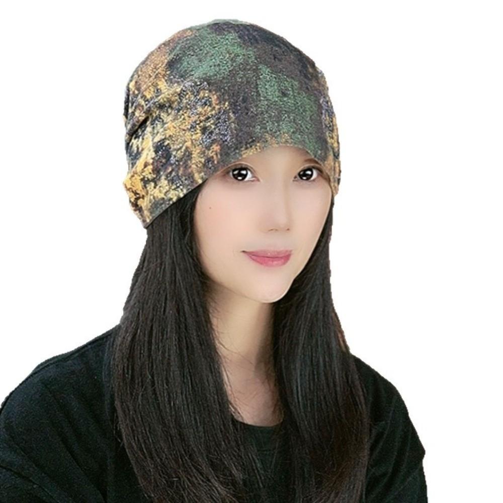 Double-sided Beanie Cap Oil Painting Style Cover Head Cap Fashion Slouchy Hat for Women
