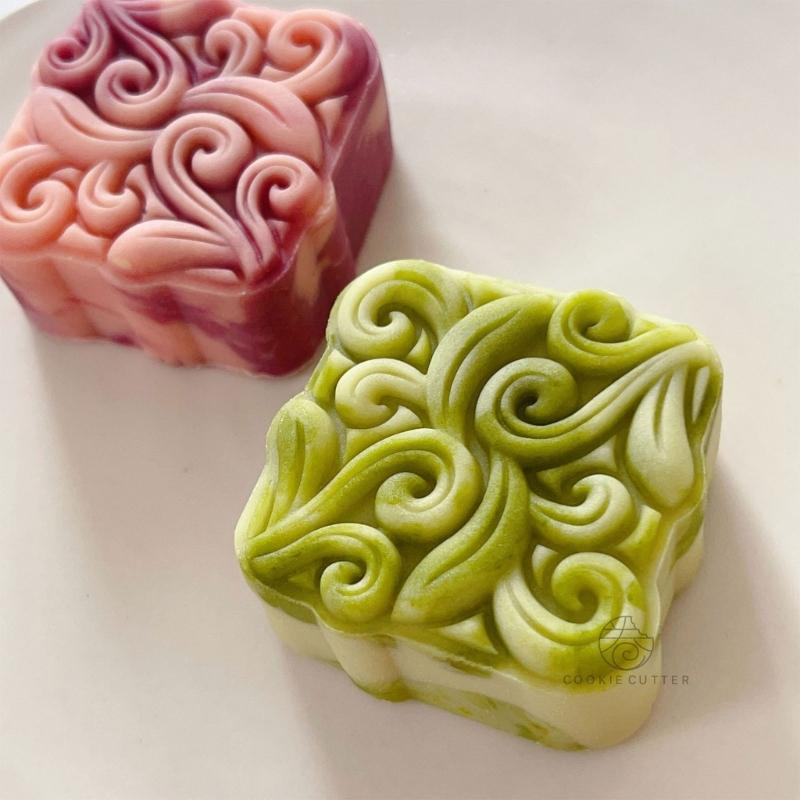 Square Vine Pattern Mooncake Press Mold Cookie Stamps Chinese MidAutumn Moon Cake Makers Decoration Tool for DIY Cookie