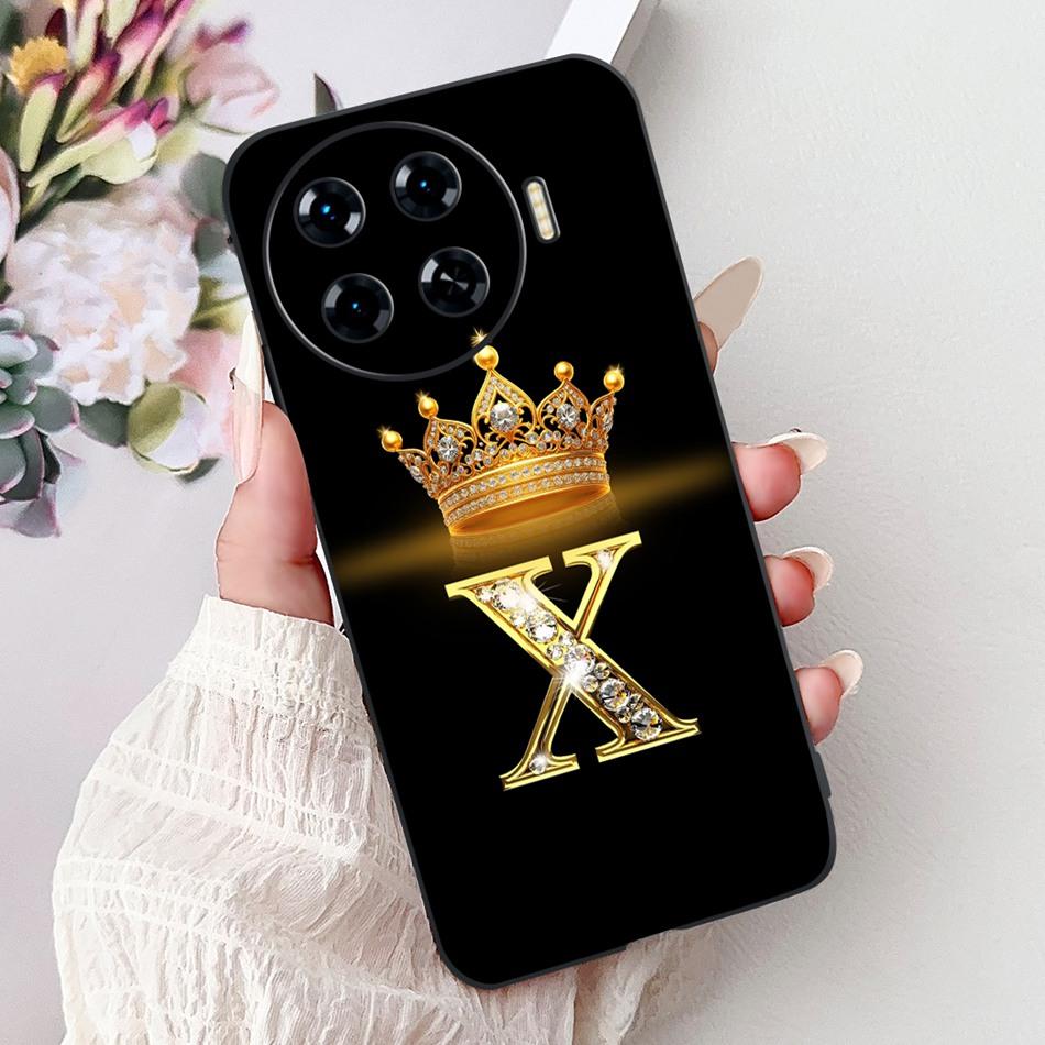 For Tecno Spark 20 Pro+ 20Pro 20 20C Fashion Crown Letter Phone Case For Spark20 20 Pro Plus Black Silicone Soft Cases Bumpers