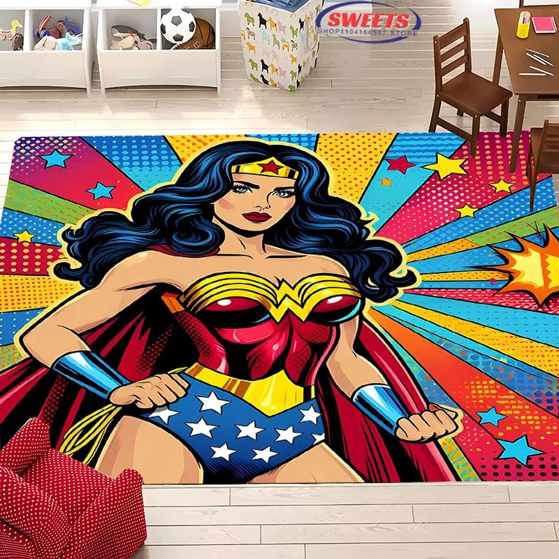 DC Wonder Woman Area Carpet,Living Room Bedroom Children's Room Sofa Mat,Four Seasons Available Doormat Floor Anti-slip Rug,Gift