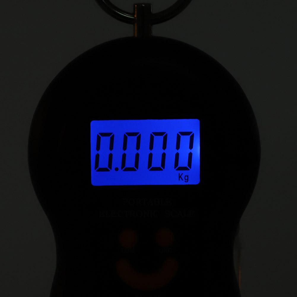 Portable Plastic Electric Digital Hanging Scale with Hook Tool for Fishing Luggage (Black)