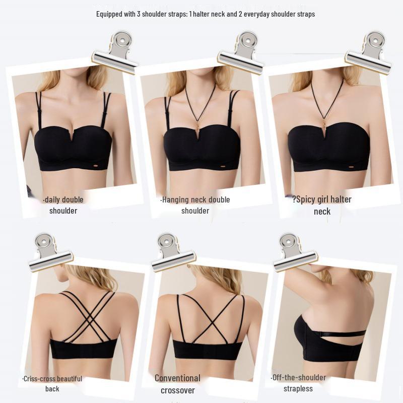 Halterneck Double Strap Seamless Summer Bra: Thin, Non-Slip, Stylish, and Supportive Design.