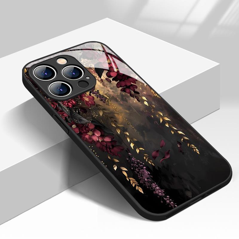 Handyhülle für iPhone 17 16 15 14 Pro Max 13 12 11 16E 17 Air 7 8 Plus XR XS X Mode Kunst Blumenmuster Gehärtetes Glas Cover