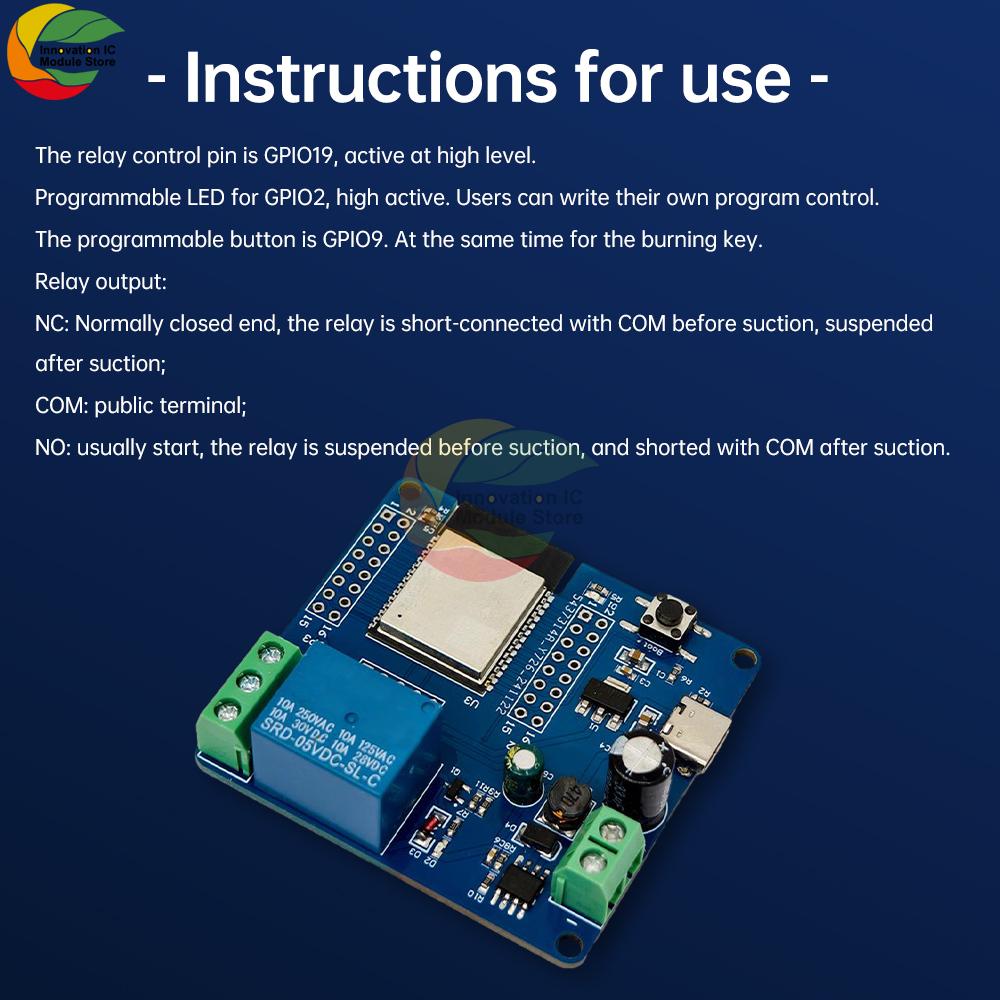 DC1-61V Type-C 1V ESP11-C6 WiFi Bluetooth 1 Channel Relay Module ESP11-C6 Development Board