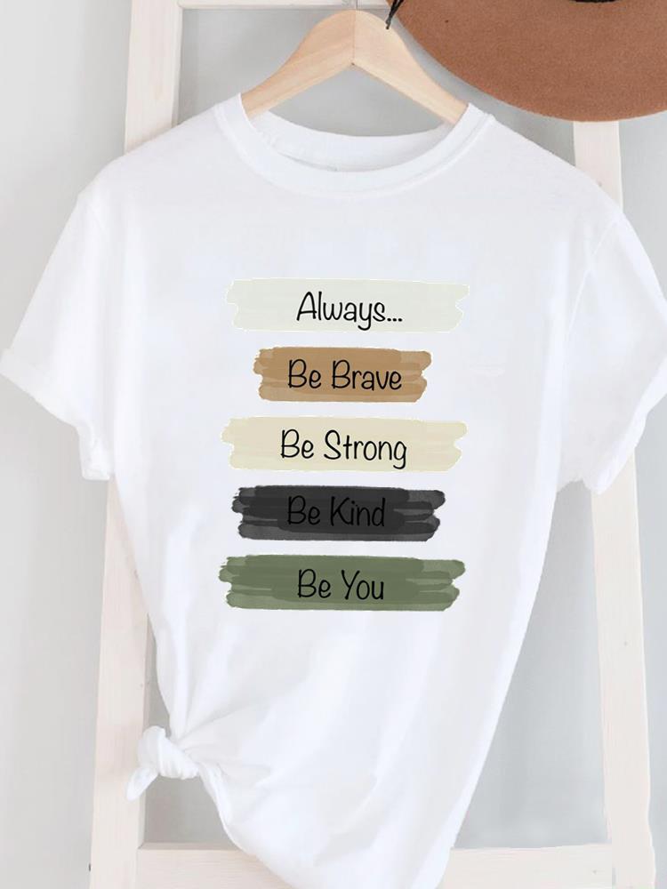(Asian Size) letter trend 90s lovely Women's Top T Female Print Short Sleeve T-shirts Fashion O-neck Casual Clothing  Graphic Tee