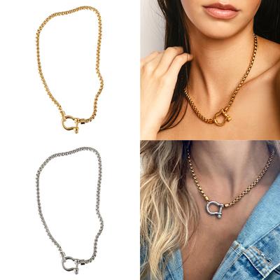 Stainless Steel Carabiner Clasp Necklace Sturdy Versatile Fashion Accessory for Daily Wear and Travel Stylish Outfits