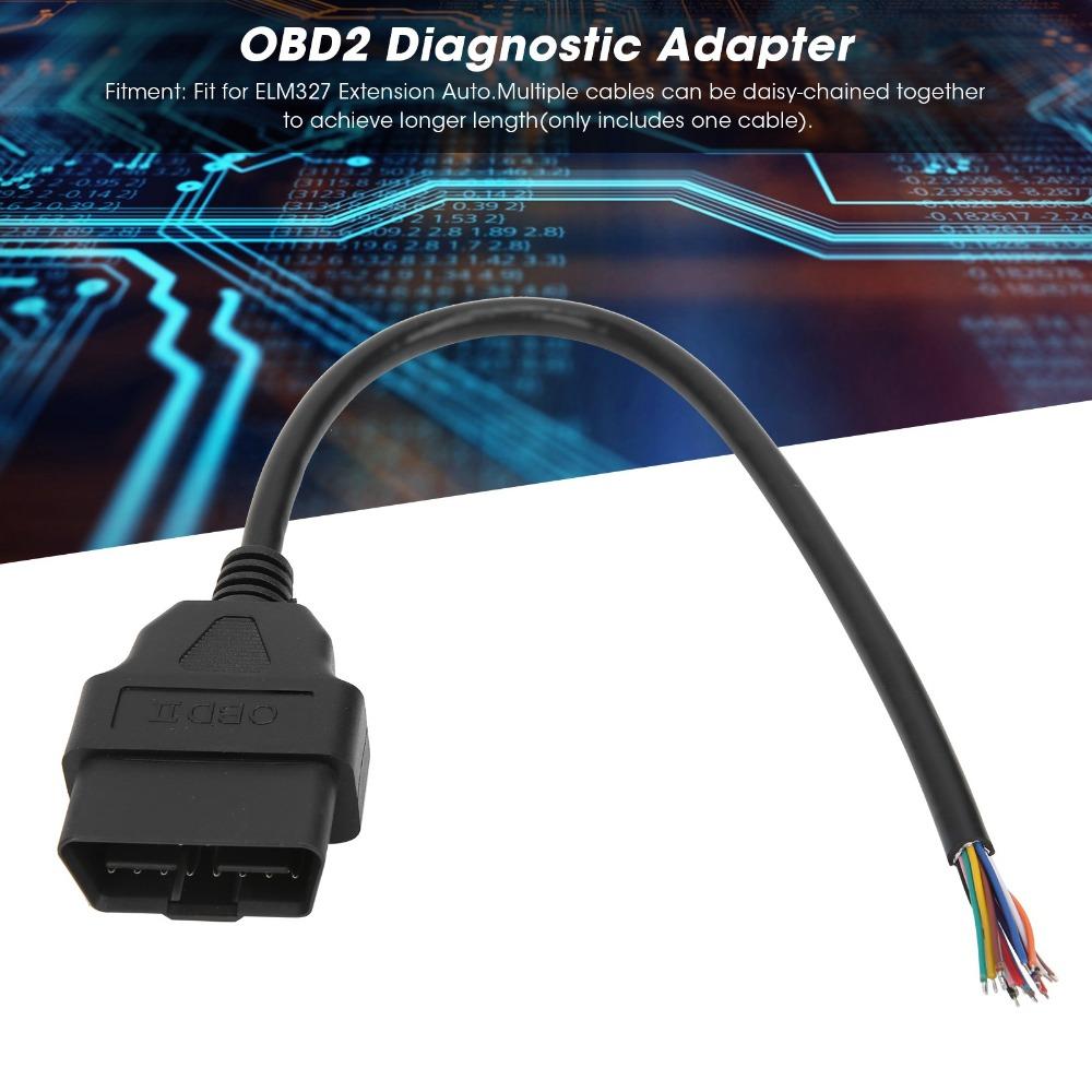 30cm / 11.8Inch OBD2 Adapter Open Plug Wire OBD2 Pigtail Equipment Modification Technicians