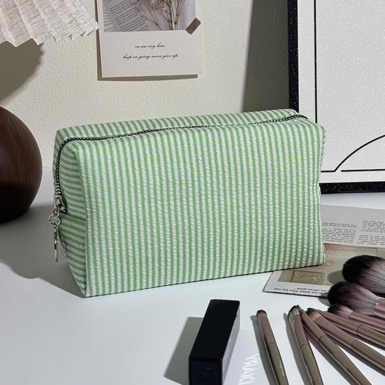 Striped Cosmetic Bag Travel Makeup Pouch Portable Makeup Bag Zippered Toiletry Bag for Women Makeup Brushes