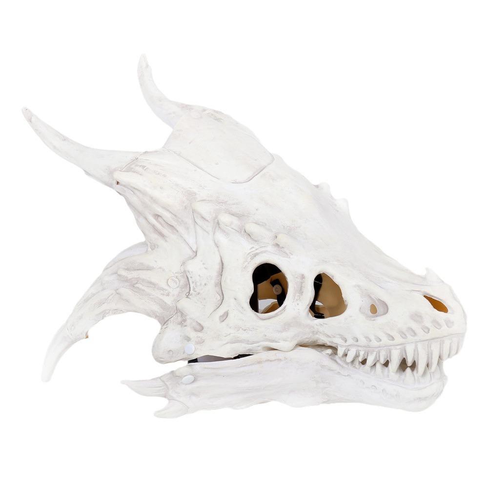 New Halloween Simulation Dragon Bone Mask Headgear with Moving Mouth, Dinosaur Latex Headgear, Animal Performance Props