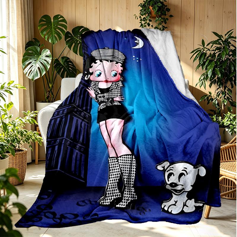 Betty Boop Pattern Blanket for Home Decoration, Bed, Sofa, Car Travel, Camping, Suitable for All Seasons, Birthday Christmas Gift