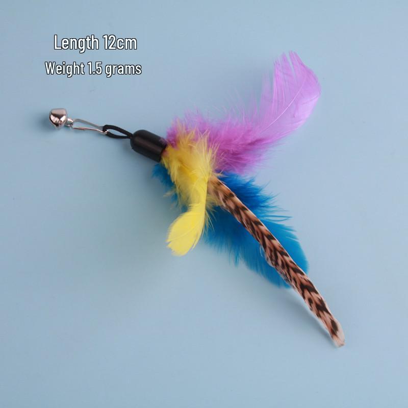 Cat Feather Teaser Replacement Head - Plush Toy for Fishing Rod