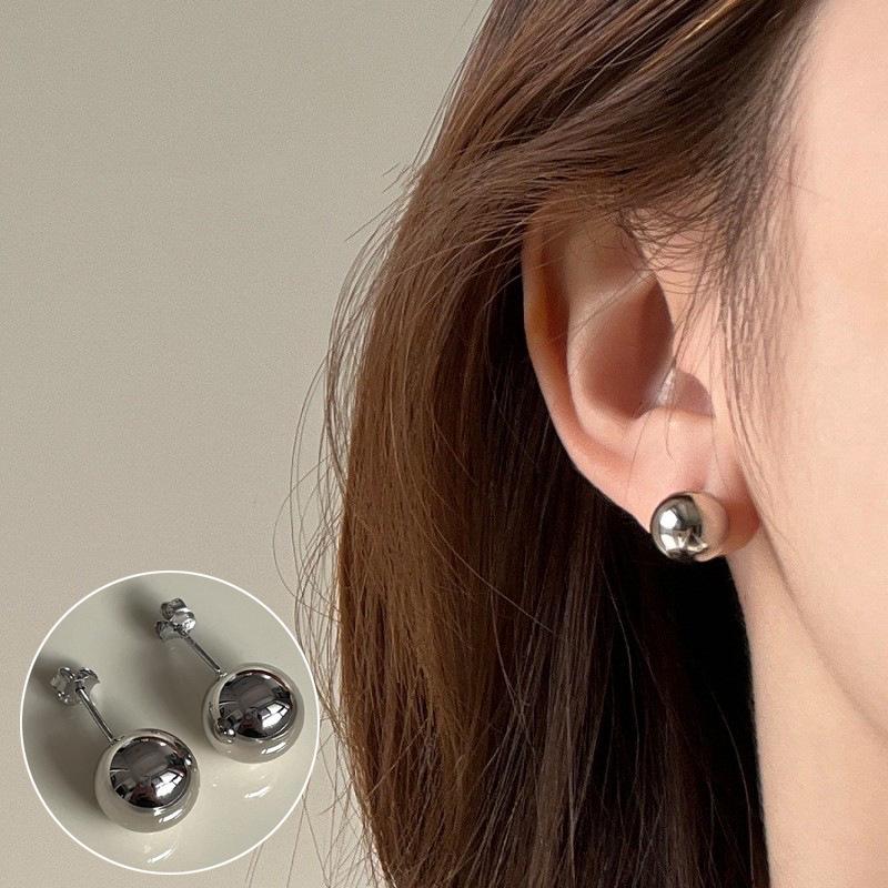 Geometrische Minimalistische Retro Damen Runde Kugel Ohrklemmen - Trendige Nischendesign Ohrringe