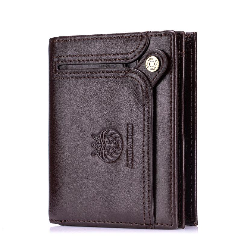 Anti-theft Bag, Genuine Leather Vertical Wallet with Multiple Slots, Men's Short Wallet
