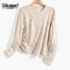Sibaishai Women's Hollow Out Round Neck Long Sleeve Knit Top