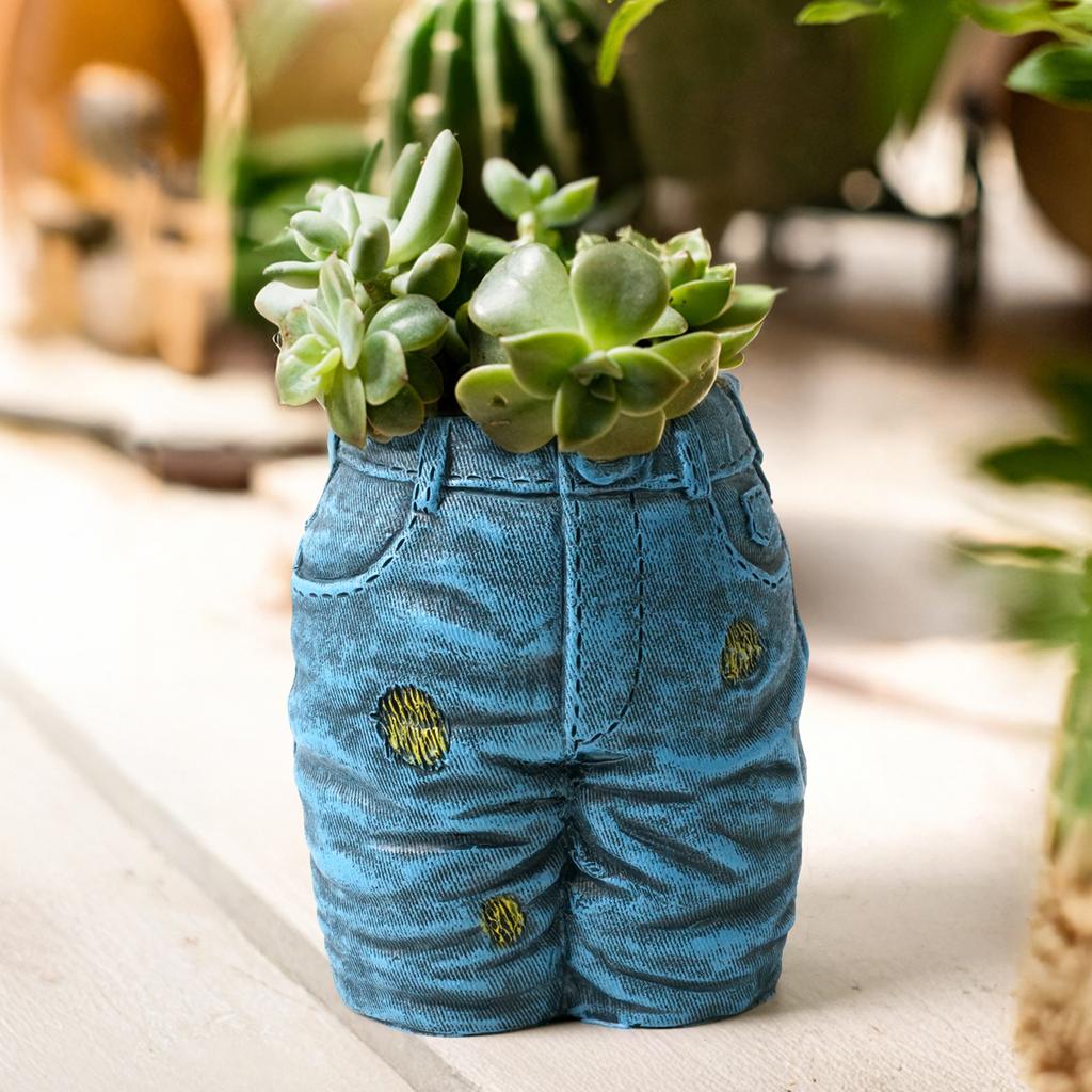 Jeans Pants Shape Resin Flower Pot Succulent Planter for Indoor Garden Yard Lawn Porch Patio Outdoor Decorative Flower Pot Statu