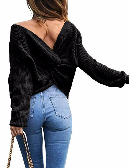 Women's 2018 Autumn Winter Knitwear: Round Neck Backless Cross Sweater for Office Commuting