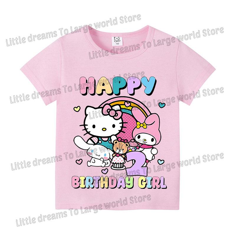 Baby Girls Birthday Number 19 Tshirt Cartoon Print Short Sleeve Tee Childrens Clothing Party Supplies Cotton Tee
