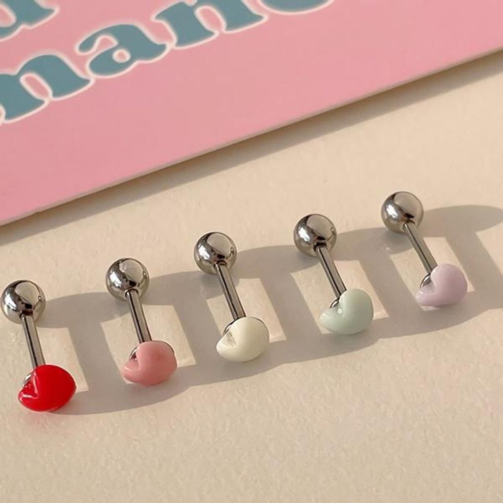 Women's Surgical Steel Cream Fondant Acrylic Heart Piercing
