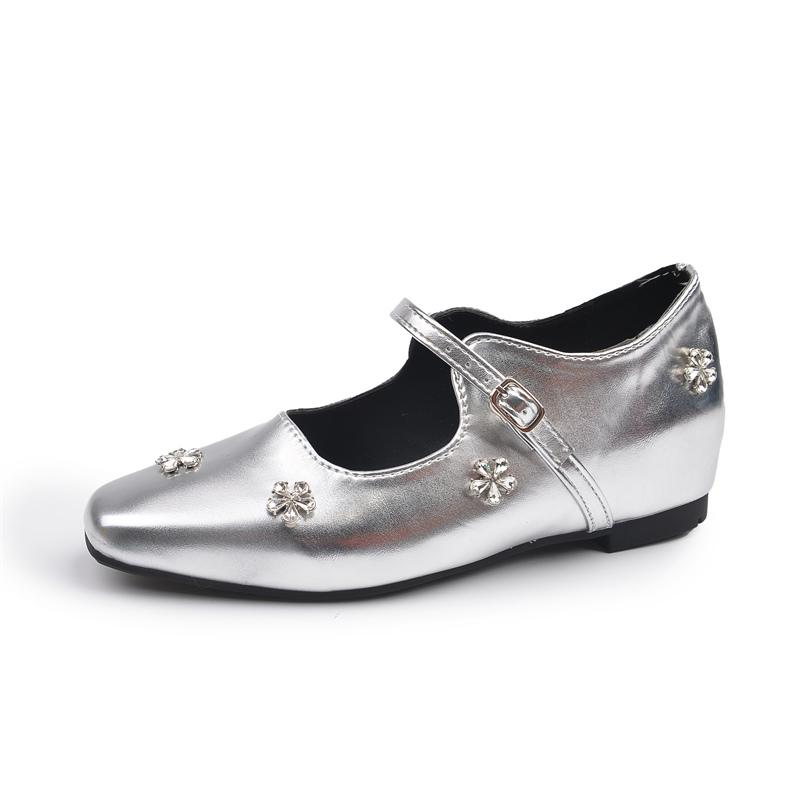Fashion 2025 New Female Mule Crystal Rhinestone Pointy Mary Jane Shoes Low Heeled Sandals Fashion Slipper Luxury Party