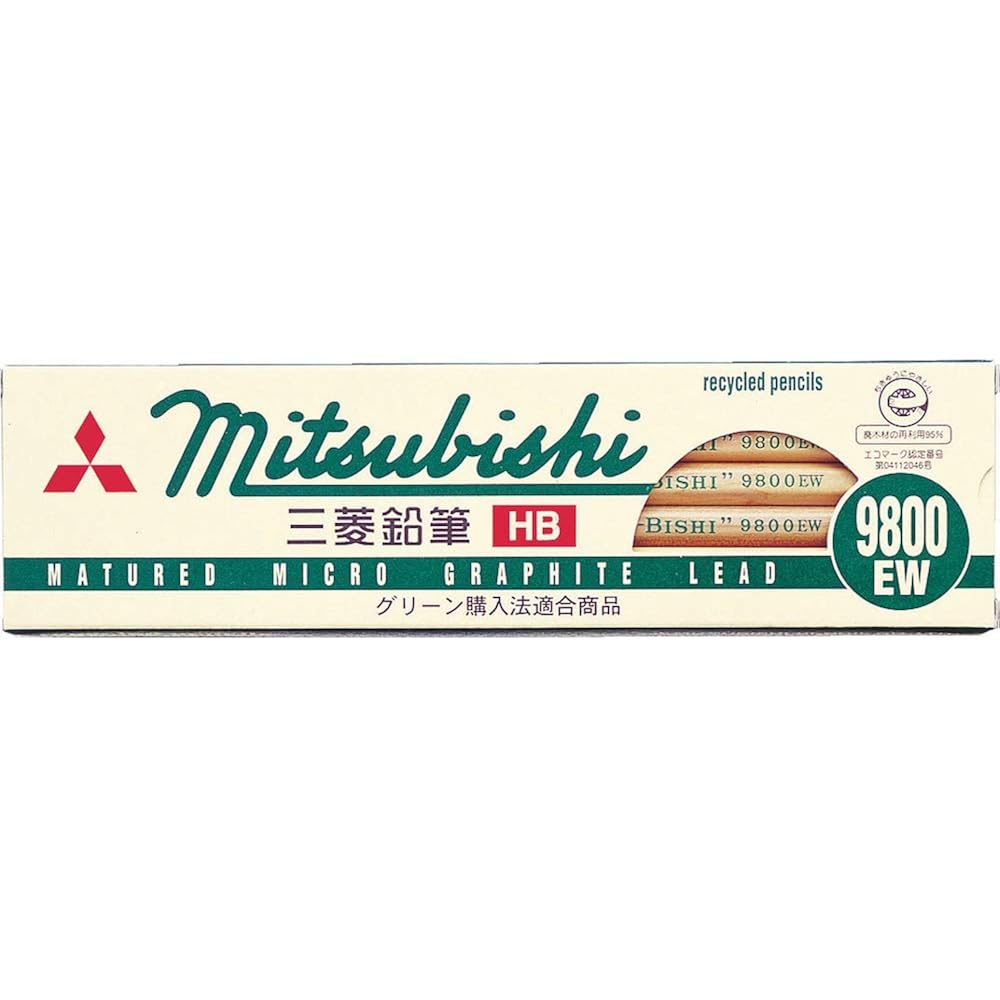 Mitsubishi Pencils, Pencils, Recycled Pencils, 9800EW, 2B, Pack of 12 K9800EW2B