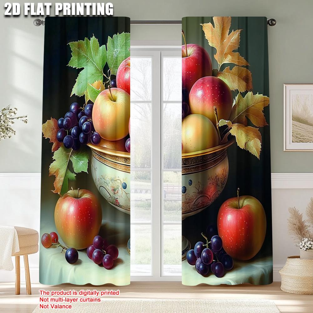 2pcs   Curtain Cloth 2D print Fresh And Delicious Fruit Machine Washable (without rod) Stuff Clearance for Living Room   Bedroom