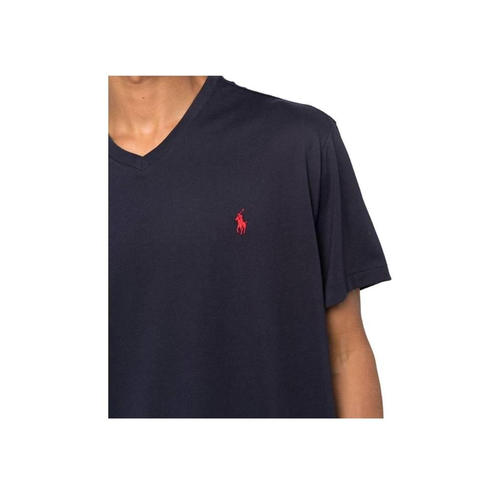 Polo Ralph Lauren Logo Embroidered V-Neck Short Sleeve T-Shirt Men Tops Navy-Blue 710708261-004