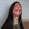 Děsivá hororová latexová maska ďábla pro ženy s vlasy Halloween Cosplay Párty