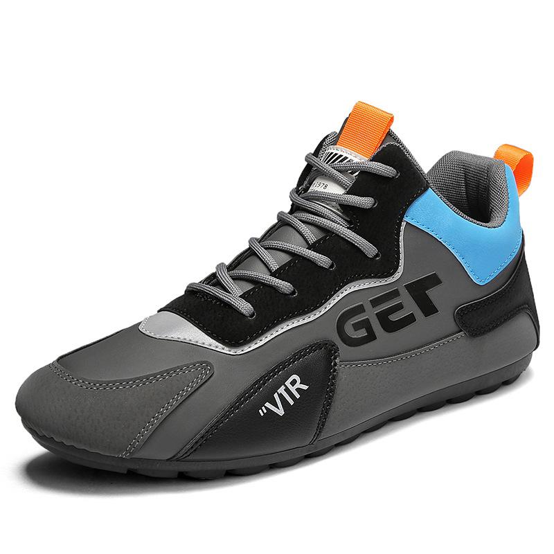 

2024 new men s shoes trend Douyin explosion casual small leather shoes Korean version boys wear leather Forrest Gump shoes in autumn 44 сірий колір