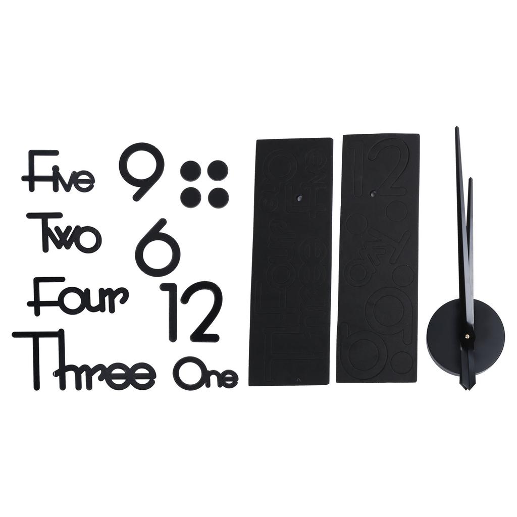 Frameless Adhesive Wall Clock DIY Mirror Surface Sticker for Home Office Room DecorLarge Black