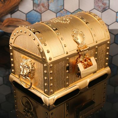 Caixa de armazenamento de joias pirata de metal estilo retrô com trava