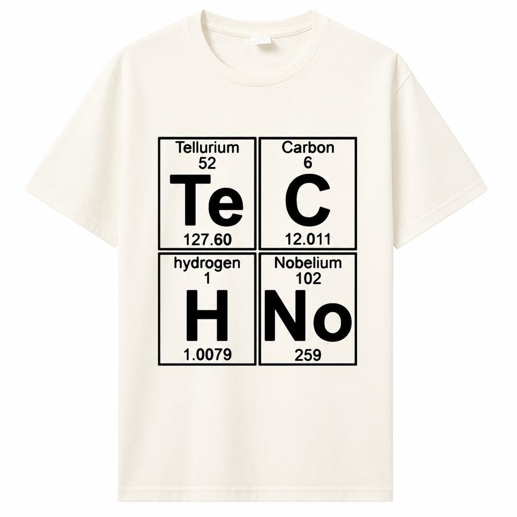 Techno Periodensystem Lustiges Meme T-Shirt für Unisexs und Unisexs Baumwolle Chemie EDM Musik Grafik T-Shirt Freizeit 2026 Neues T-Shirt